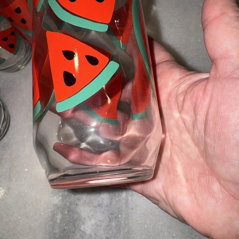 Vintage Libbey Retro Watermelon Glasses Set Of 6 Highball‎ Water 16oz GW006